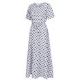 thumbnail image 2 of Patlollav Womens Round Neck Short Sleeve Beach Polka Dot Bandage Long Maxi Dress, 2 of 6