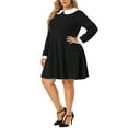 thumbnail image 4 of MODA NOVA Juniors Plus Size Spring Fall Winter Peter Pan Collar Above Knee Dress 4X Black, 4 of 7