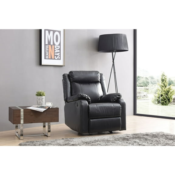 Glory Furniture Ward Faux Leather Rocker Recliner in Black