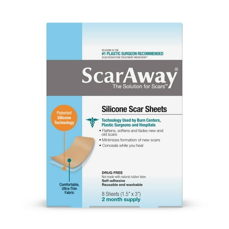 ScarAway Silicone Scar Sheets, 8 Sheets, 2 Month Supply ...