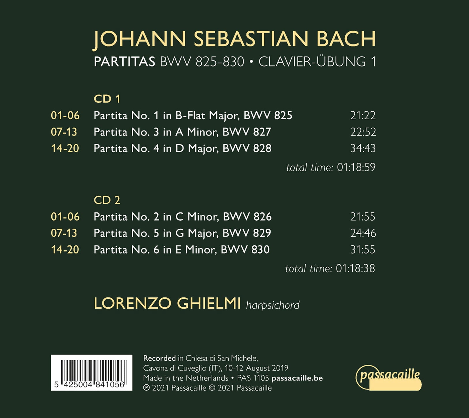 Lorenzo Ghielmi - Partitas BWV 825-830 - Music & Performance - CD