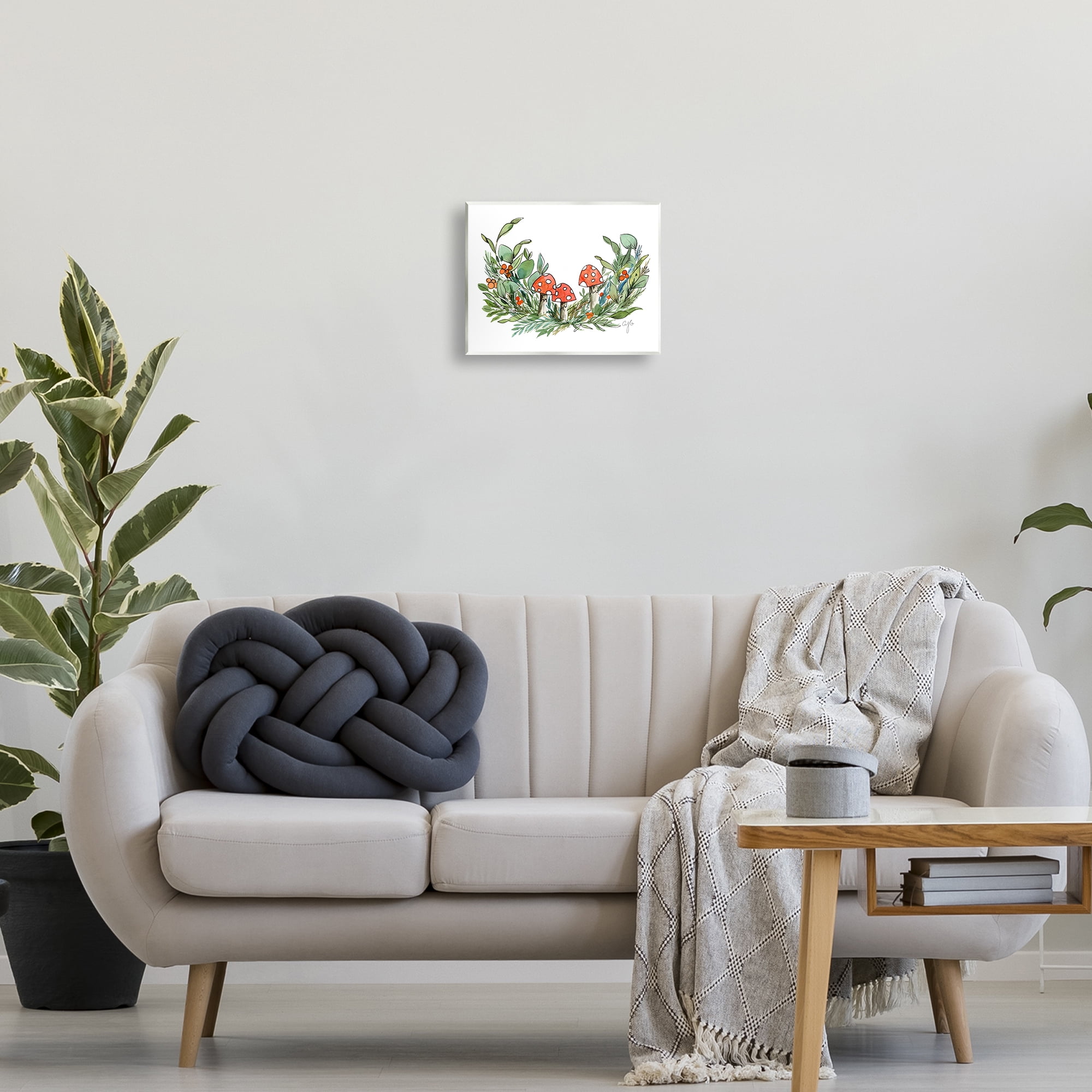 Stupell Industries Mushrooms and Greens Plants & Flowers Painting Unframed Art Print Wall Art, 14 x 11