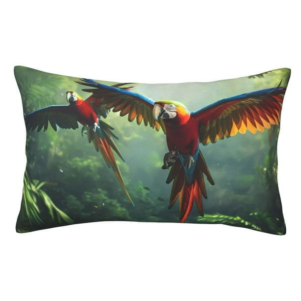 Balery Flying Parrots In Jungle Funda de Cojín Estampada, Regalos para Mujeres, Regalos de Amor para Ella, Regalos para Novia o Esposa, Funda de Almohada-14"x20"