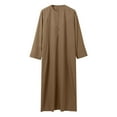 thumbnail image 4 of Bcfgryg Male Solid Color Long Sleeve Robe Arabic Clothes Middle Skirt Robe Big and Tall Shirts Brown L, 4 of 5