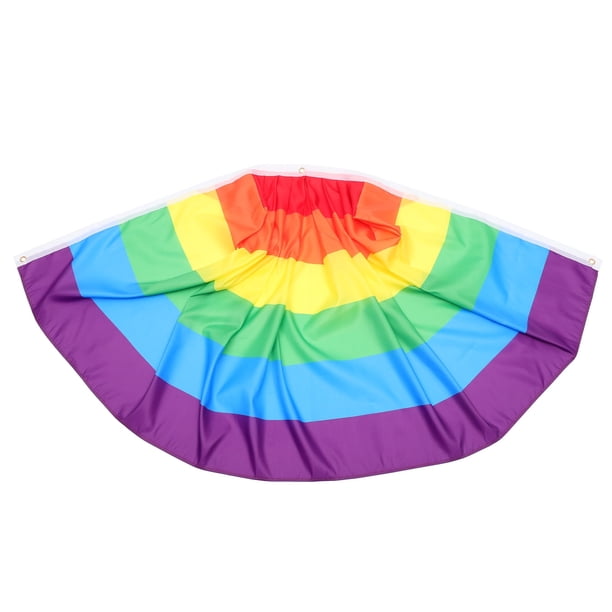 Bandera decorativa de abanico arcoíris, bandera del orgullo LGBT, pancarta portátil para fiestas al aire libre