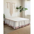 thumbnail image 2 of Pink Geometric Wrap Around Bed Skirts for California King Bed 16" Drop,Bed Skirt with Adjustable Elastic Belt Dust Ruffle Bed Valance Modern Beige Color Block Black Lines Art Bed Frame Cover, 2 of 7