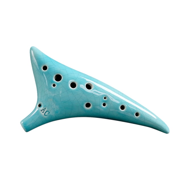 Ocarina 12 agujeros de cola deformada Ocarina de cerámica Alto C Instrumento musical pintado a mano con cordón de música Bolsa protectora para amantes de la música y estudiantes Tomshoo Ocarina