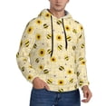 thumbnail image 2 of Uemuo Sunflowers Bee Pattern Men's Hoodie - Casual Pullover Hoodie with Kangaroo Pocket, Stylish Hooded Sweatshirt for Everyday Wear-Small, 2 of 7
