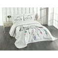 thumbnail image 3 of Ambesonne Indie Quilted Bedspread Set 3 Pcs, Bohemian Dream, Queen Size, Black White Pink, 3 of 5