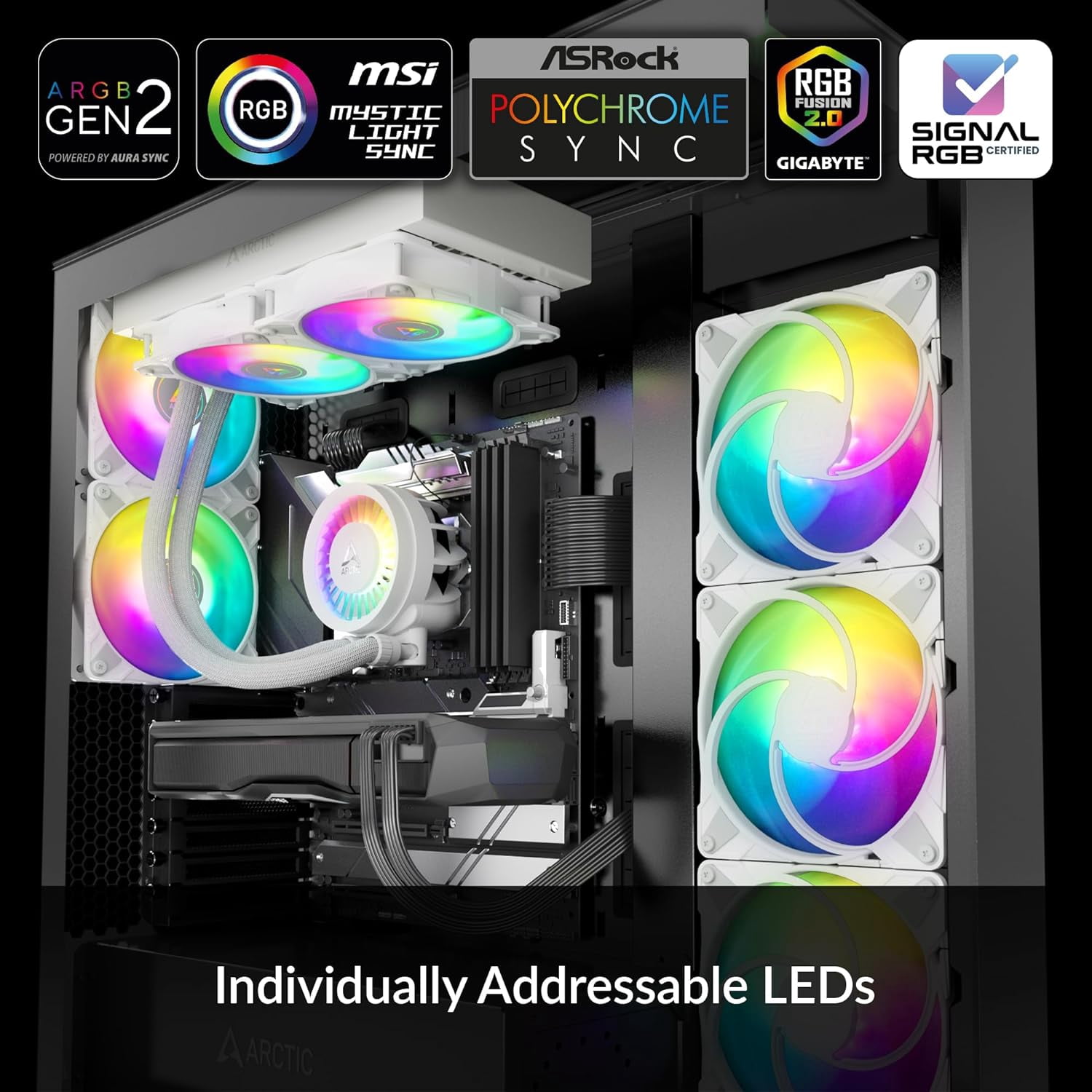 ARCTIC COOLING Liquid Freezer III - 240 A-RGB All-in-One CPU Water Cooler with 240mm radiator and 2x P12 PWM PST A-RGB fan White color