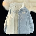 thumbnail image 2 of Lovskoo Men's Quilted Corduroy Cotton Padded Coat Standing Collar Solid Color Zipper Long Sleeve Winter Cotton-Padded Jacket Blue, 2 of 4