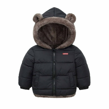 

Tarmeek Toddler Baby Boys Girls Autumn Winter Down Jacket Warm Puffer Coat Warm Bear Hood Padded Thick Outerwear Clothes Snowsuit Fleece 2-8 Years