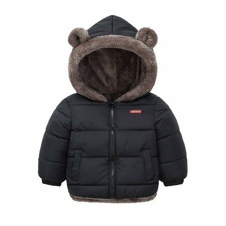 

Kids Girls Boys Autumn Winter Fleece Padded Jacket Hooded Zip Jacket Coat Light Puffer Floral Print Faux Fur Hoodie Jacket Parka School Jackets Outwear Warm Thick Coats