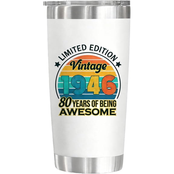 80th Birthday Gifts For Men Women Tumblers - 1946 80 Birthday Decorations For Him Her Water Glasses- 20 Oz Present For Men Women Turning 80 Year Old Gifts For Mom, Dad (80TH)
