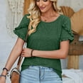 thumbnail image 2 of Plebaso Womens Short Sleeve Tunic Top with Ruffle Trim Crew Neck Casual Summer T-Shirt Women's Blouses, 2 of 4