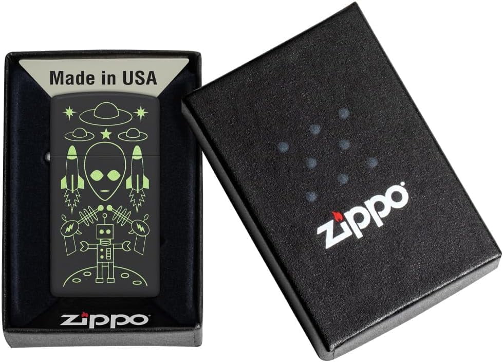 Zippo - Customized Message on Alien Invasion SlimÂ® Black Matte Pocket 46691