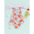thumbnail image 2 of CIYCuIT Toddler Kids Girls One Piece Swimsuit Floral Print Sleeveless Bowknot Straps Ruffles Bathing Suit 18M 24M 3T 4T 5T 6T Little Girls Cute Summer Swimwear, 2 of 8