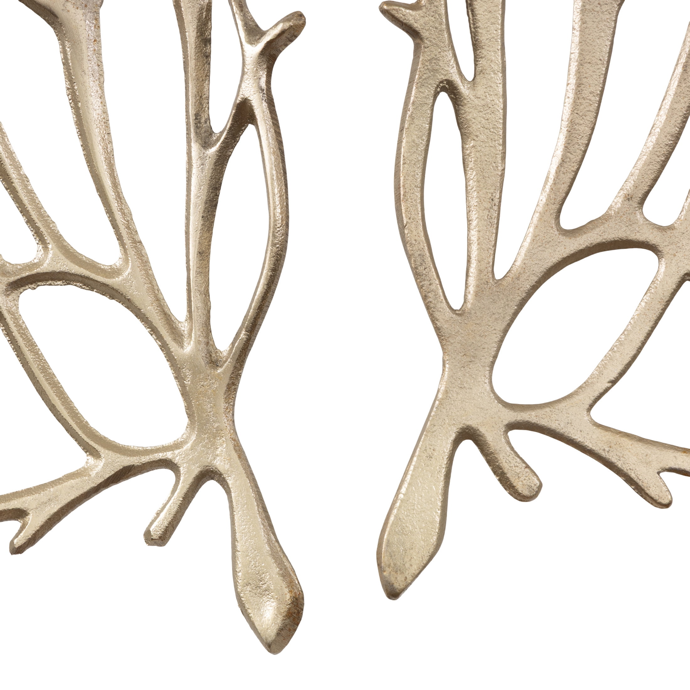 DecMode Gold Aluminum Metal Inspired Coral Wall Decor (2 Count)