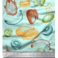thumbnail image 1 of Soimoi Green Georgette Viscose Fabric Mix Fruits Print Fabric by the Yard 42 Inch Wide, 1 of 3