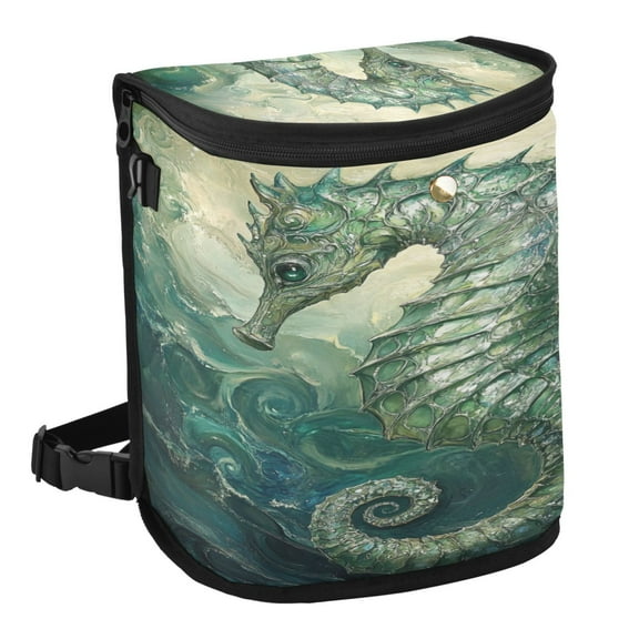 Qxltty Green Seahorse Car Trash Can with Lid Vehicle Backseat Hanging Leak Proof Storage Bin