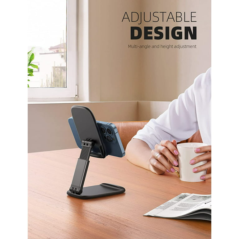Lamicall Foldable Cell Phone Stand for Desk - Pocket Size Phone Holder for  Desktops Fits iPhone 13 Pro Max Mini, 12 11 XR X 8 7 6 Plus SE, 4-8''  Smartphones - Black 