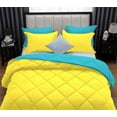 thumbnail image 6 of D.N.G. BEDDINGS 5 Piece Luxury Reversible Diamond Pattern Comforter Set Premium Super Soft, All Season 800 TC, 100% Egyptian Cotton Twin/Twin XL Size Yellow-Turquoise Blue Color, 6 of 7