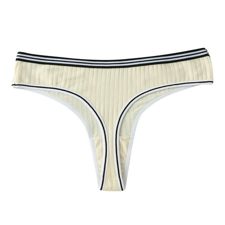 

3-Pack Womens Underwear Striped Belt Low Waist Bikini Brief Thong Underwear