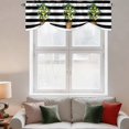 thumbnail image 2 of Tie Up Valance Curtain for Kitchen, Spring Summer Lemons Leaves Basin Rod Pocket Short Curtains Adjustable Tie-Up Shade Valances, Black White Stripes Window Treatment for Bathroom Living Room Bedroom, 2 of 9
