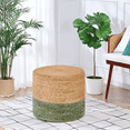 thumbnail image 6 of Tcbosik 18" Ottoman Pouf, Natural Seagrass Footstool, Round Footrest for Living Room, Bedroom, Natural & Green, 6 of 6