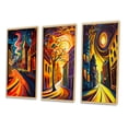 thumbnail image 3 of Designart "Retro Cityscape in Dynamic Colors V" City Buildings Framed Wall Art Set Of 3 - Multicolor Industrial Frame Gallery Set For Office Decor, 3 of 6
