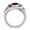 thumbnail image 2 of Sterling Silver Garnet & Diamond Oval Black Rhodium-plated Men's Ring Size 9, 2 of 3