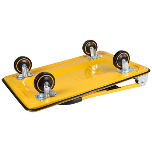POWANLI Foldable Platform Truck, Push Dolly 660 LBS Weight Capacity, 360 Rolling, Folding Hand Truck for Luggage, Travel, Office, House (Yellow & Black) (35.4" x 24" x 34.6")