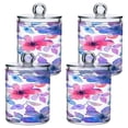 thumbnail image 2 of 2 Pack Qtip Holder Dispenser Floral Flowers with Leaves Clear Plastic Storage Apothecary Jars for Cotton Swabs Balls Pads Floss, 2 of 7