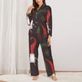 thumbnail image 2 of Honeii Cute Christmas Gnomes print Women's Pajama Sets Long Sleeve Button Down Sleepwear Nightwear Soft Pjs Lounge Sets-X-Large, 2 of 7