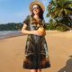 thumbnail image 4 of Balery Streamside Meditating Fox Vestidos sueltos de manga corta para mujer, vestidos de verano 2025, vestidos casuales de corte A con vuelo., 4 of 6