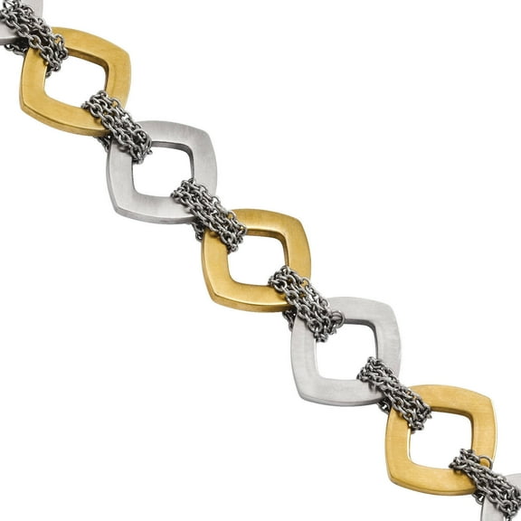 Primal Steel Stainless Steel Yellow IP plated Brushed Link Bracelet