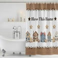 thumbnail image 2 of Shower Curtain Bathroom Set Farmhouse Flower Bless This Home Waterproof Fabric Shower Curtains with Grommets&Hooks, Rustic Shining Star Wood Privacy Bath Curtain for Bathtub 48x72in, 2 of 9