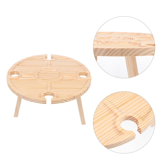 GOOHOCHY Lot de 1 Table à Collation en Bois Ronde Bureau de Service avec Fonction de Service pour Aliments pour Rassemblements en Plein Air