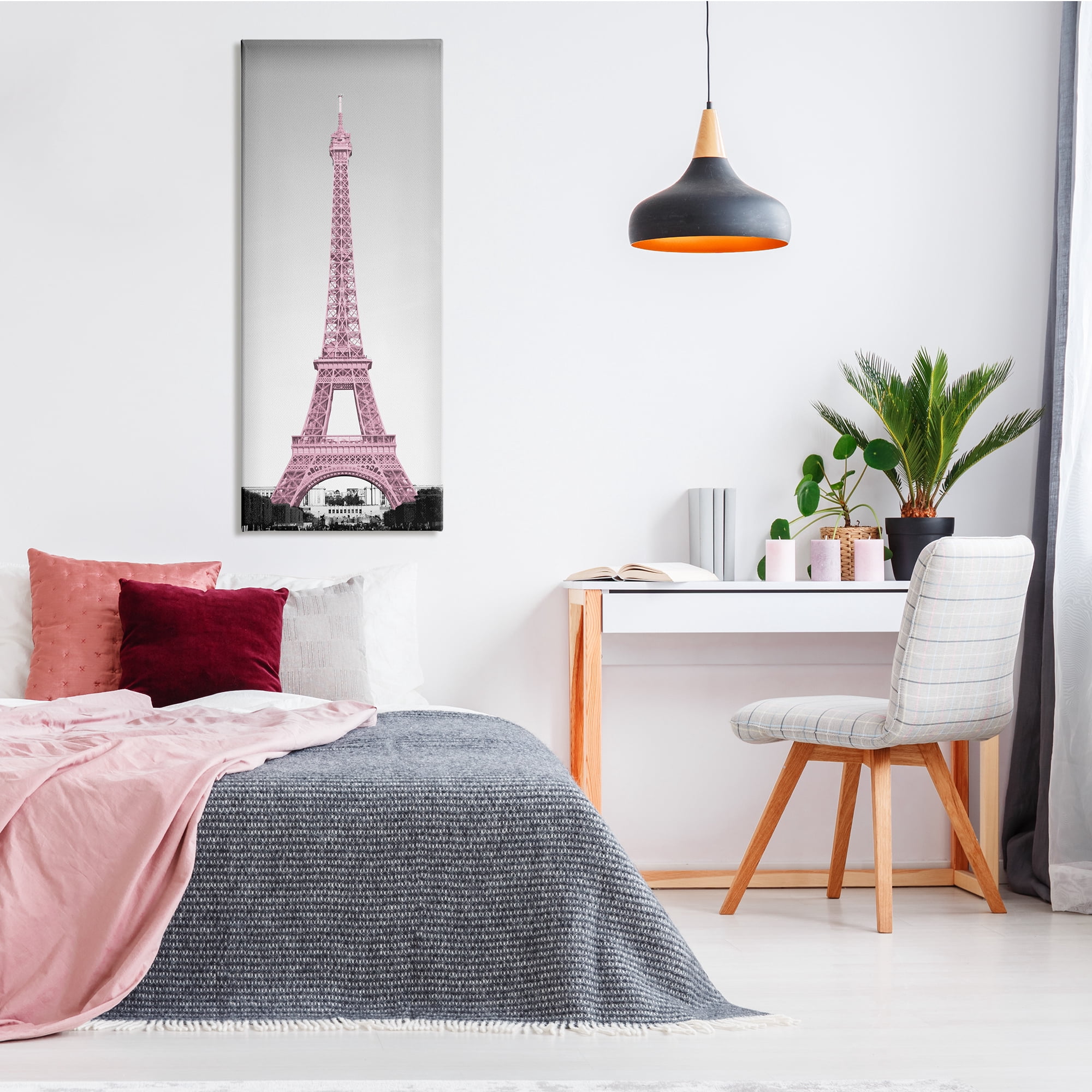 Stupell Industries French Eiffel Tower Landmark Photography Pink Parisian Pop, 20 x 48, Design by Emily Navas