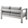 thumbnail image 3 of Modway Shore Sunbrella® Fabric Aluminum Outdoor Patio Left-Arm Loveseat in Silver Gray, 3 of 6
