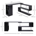 thumbnail image 3 of HomCom 55" 360° Rotating Corner Computer Desk Modern L-Shaped Home Office Workstation with 3-Tier Storage Shelves, Bookshelf, Black, 3 of 8