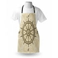 thumbnail image 3 of Ships Wheel Apron Retro Ship Wheel Antique Sailboat Navigation Tool Monochromic Nostalgic Print, Unisex Kitchen Bib Apron with Adjustable Neck for Cooking Baking Gardening, Beige Brown, by Ambesonne, 3 of 3