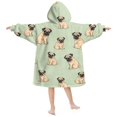 thumbnail image 2 of Pug Green Pattern Lamb Fleece Blanket Hoodies for Teens ,Teens Oversize Sherpa Wearable Hooded Blanket Sweatshirt with Super Pockets, 2 of 6