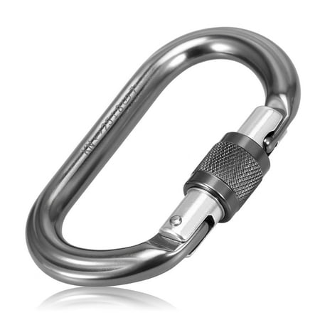 Carevas 25KN Srew Locking Gate Carabiner Heavy Duty D Shape Buckle Pack D-ring Carabiner Climbing Rappelling Canyoning Hammock Locking Clip