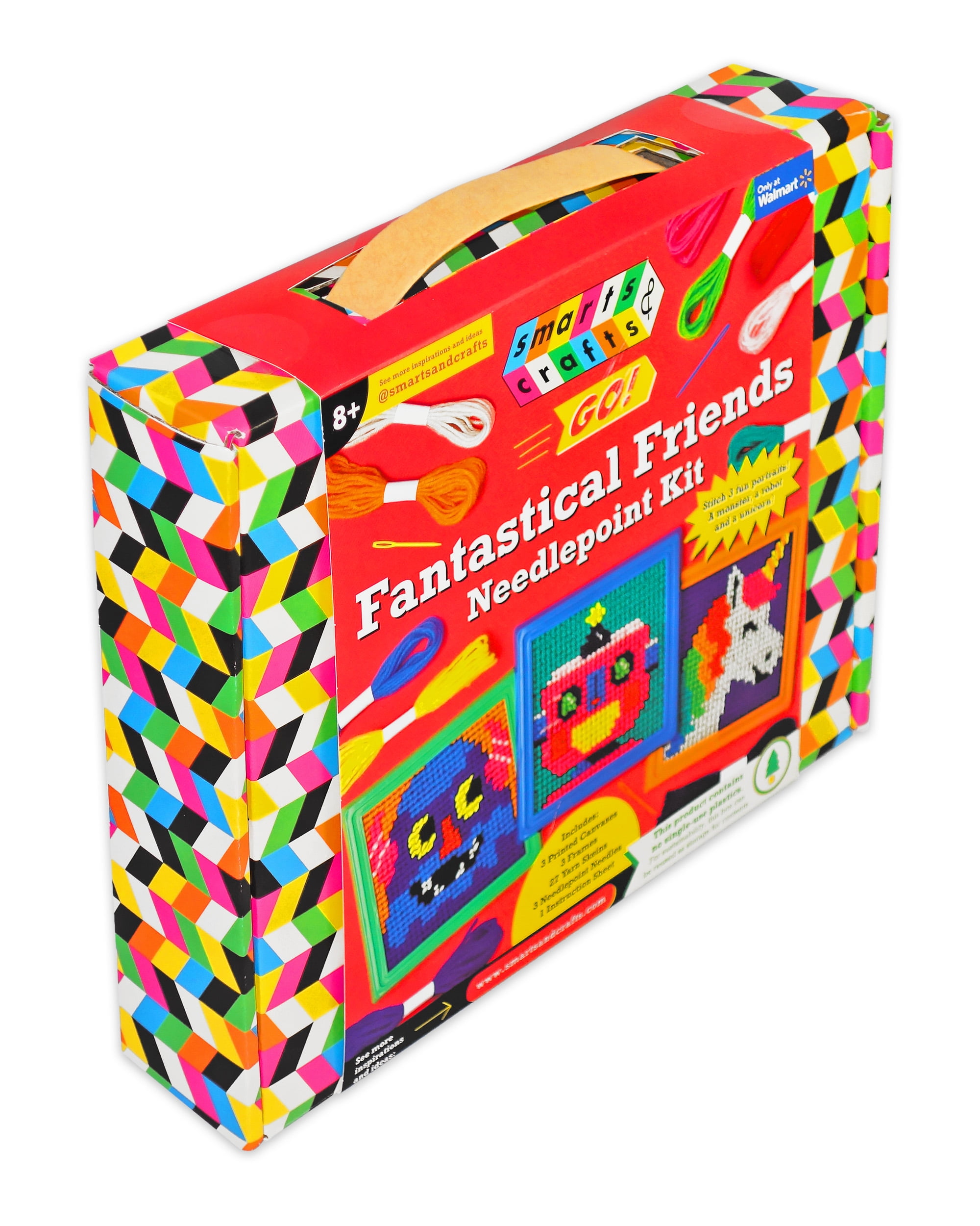Smarts & Crafts Go: Needlepoint Kit, 40 Pieces, Multi-Color, for Kids Ages 8+