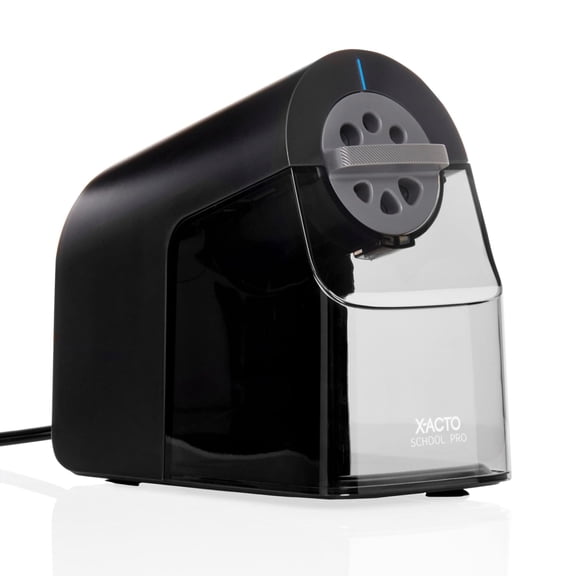 X-ACTO Pencil Sharpener, School Pro Electric Pencil Sharpener, With Six Size Dial, XL Shavings Bin, Black, 1 Count