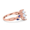 thumbnail image 2 of Rose Tone, Simulated Cubic Zirconia Size-7 Infinity Twist Blue Sapphire Marquise Art Deco Engagement Wedding Bridal Ring 925 Sterling Silver, 2 of 7