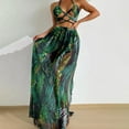 thumbnail image 2 of Baqcunre Swim Suits for Women 2025, Women 1 Piece Swimwear + 1 Piece Swimsuit Coverup for Women Vintage Print Swimsuit Monokini Bikini 3 Piece Swimsuits Set Green M, 2 of 4
