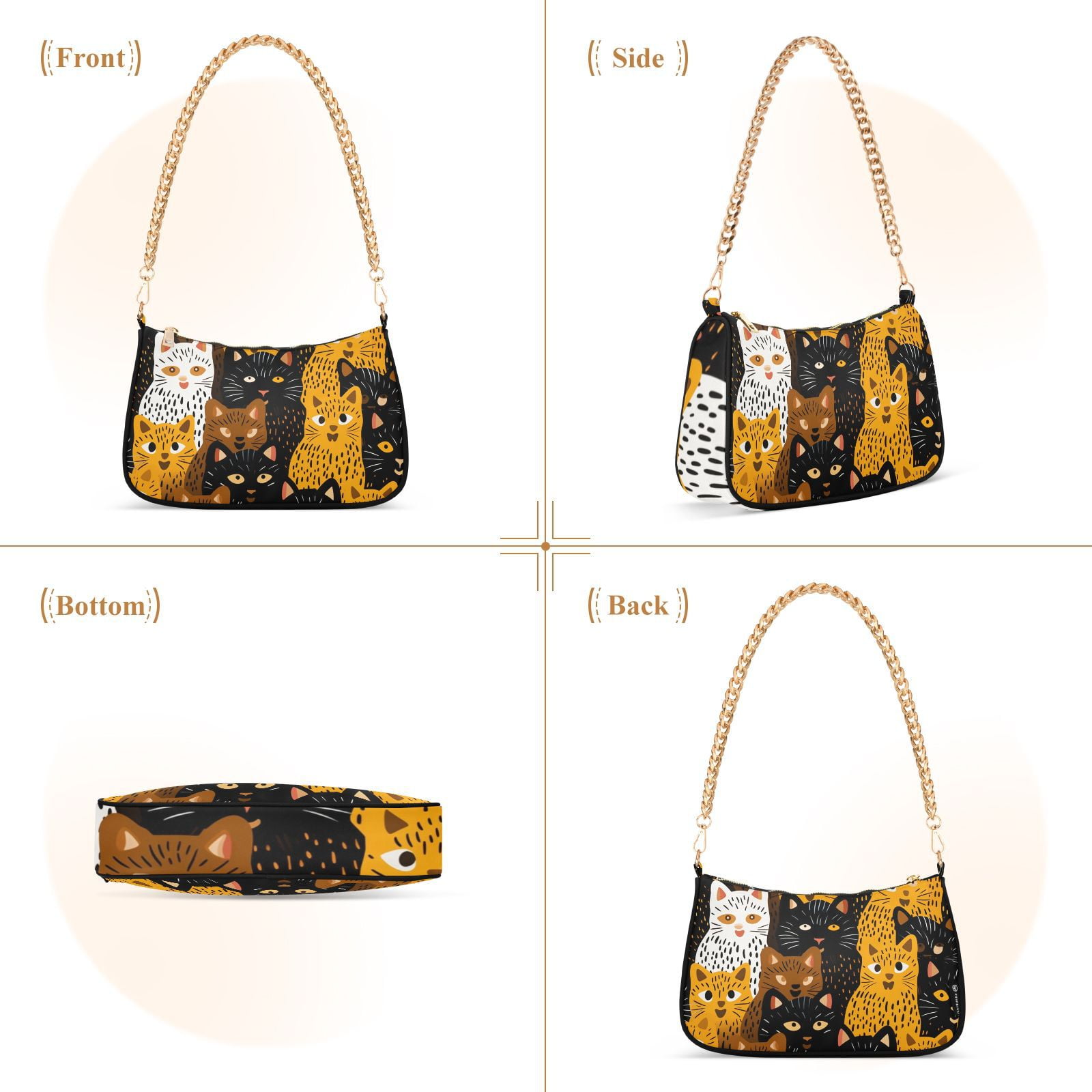 CatsWomen Small Shoulder Bag Crossbody Tote Hobo Bags Purse Clutch Handbags with Chain Strap for Women