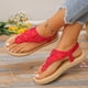 thumbnail image 5 of Sandalias Planas con Correas de Tobillo Floral Toe Post Espadrilles, Sandalias Planas de Mujer Toe Redondo Verano, 5 of 9